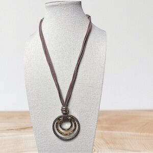 Chico's Gold and Silver Circle Pendant Necklace